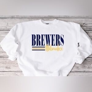 Brewers Striped Crewneck- white